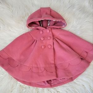 Tahari Baby Pink Hooded Cape Size 12 Months Lined Rose Coat Poncho 0023